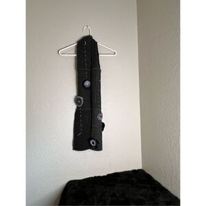 Chic Black and Gray Scarf with Floral Accents